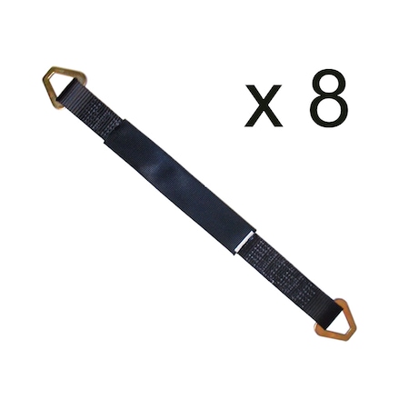 Tie 4 Safe 2" x 60" Axle Straps w/ Sleeve & D Rings, WLL: 3, 333 lbs., PK8 RT41A-60M18-BLK-C-8